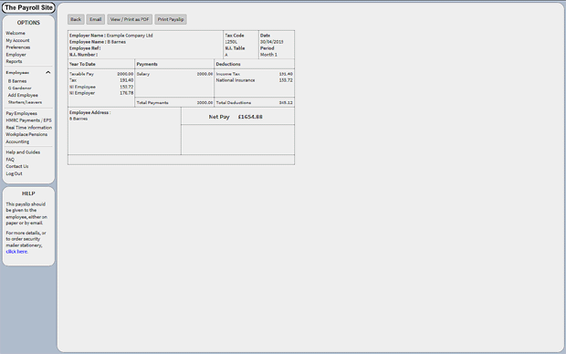 Viewing an employee payslip online